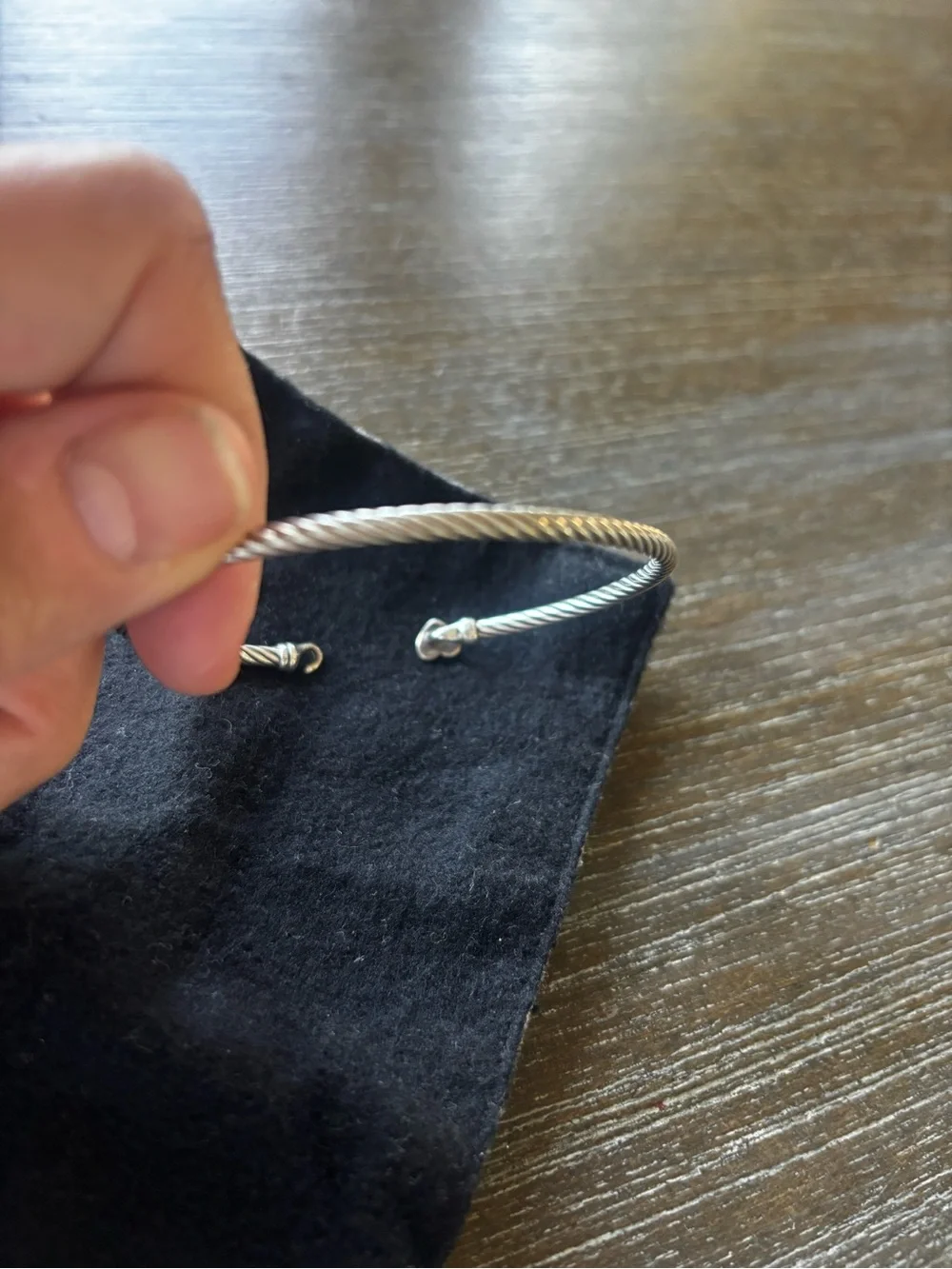David Yurman Silver Cable Bracelet with Gold Accent